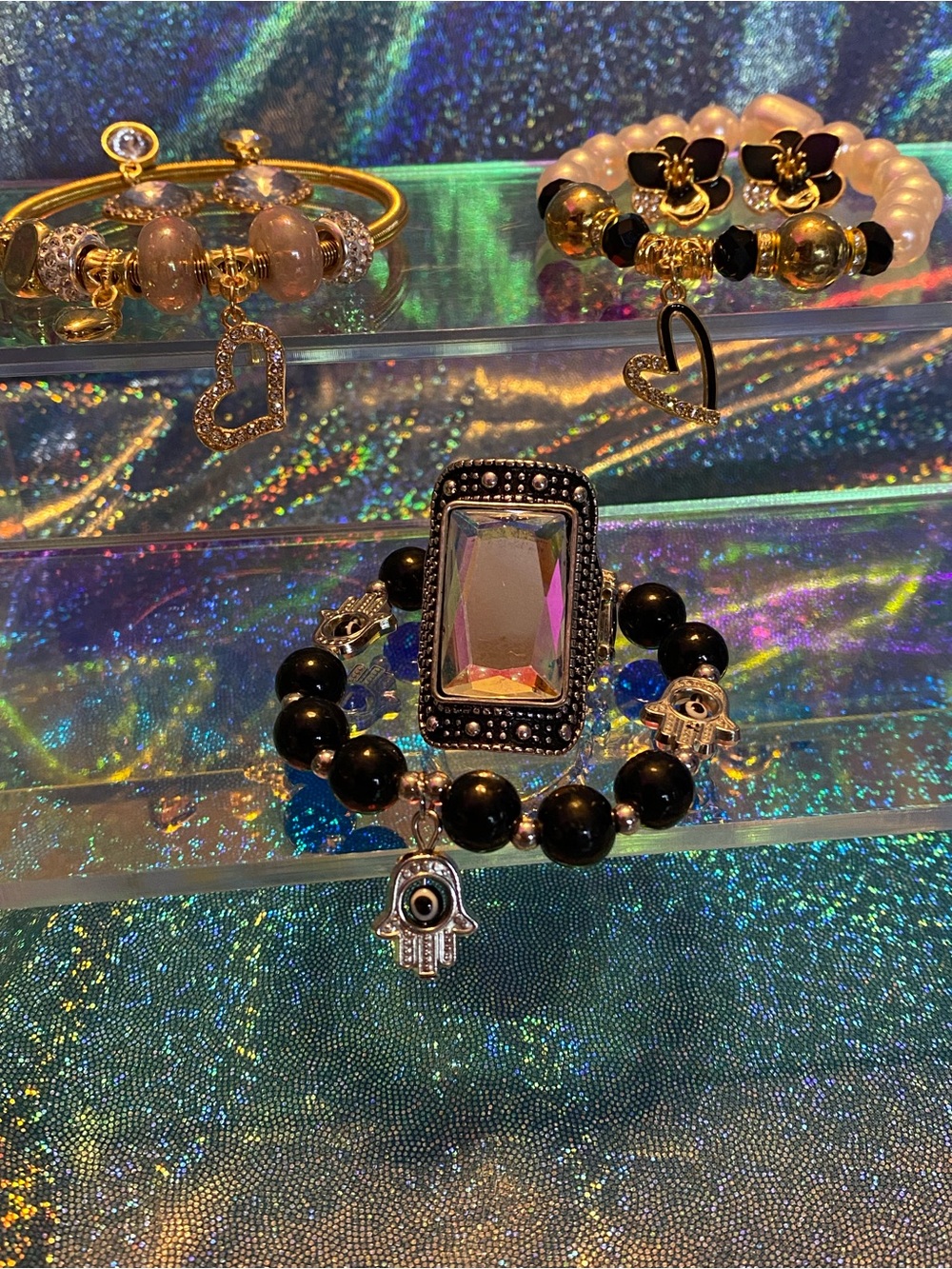 🖤🍀🪬Love, Luck & Protection Jewelry Bundle | Hamsa, Evil Eye, Hearts & Floral Set